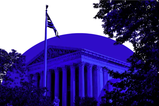 SCOTUS with flag washed in blue