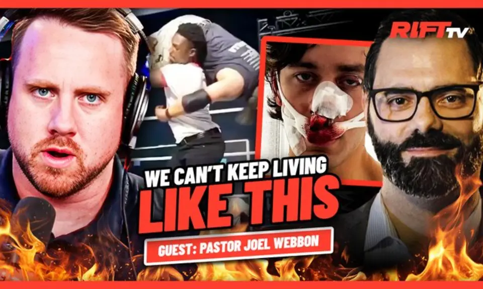 Screengrab of Elijah Schaffer and Joel Webbon program