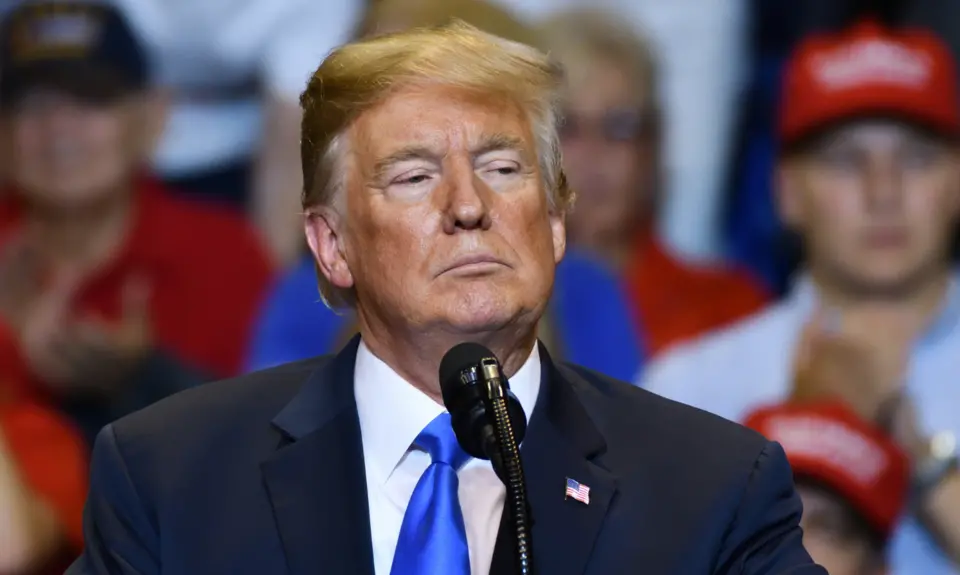 Trump in front of a rally