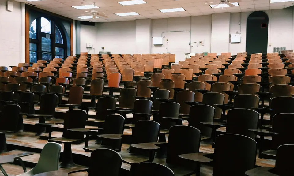 An empty university classroom