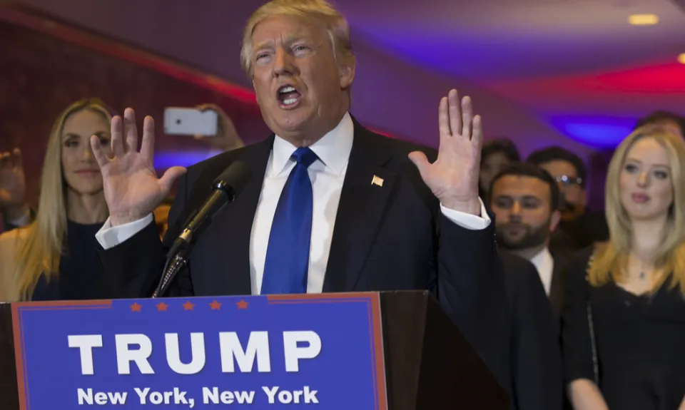 Donald Trump speaks at an event in New York