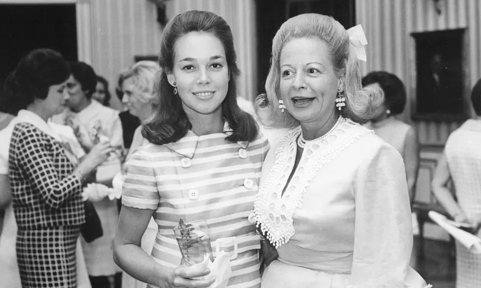 Julie Nixon Eisenhower standing with Martha Mitchell.