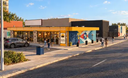 A rendering of a mural to be painting outisde The Breakfast Klub in Houston, Texas.