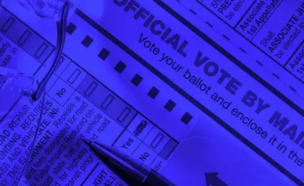 blue photo of a mail in ballot