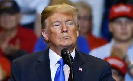 Trump in front of a rally