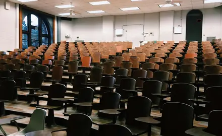 An empty university classroom