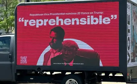 PFAW billboard Vance on Trump