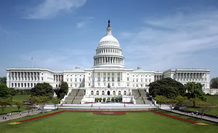 The U.S Capitol Building on a sunny day.