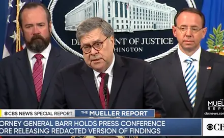Attorney General William Barr holds a press conference about the Mueller Report