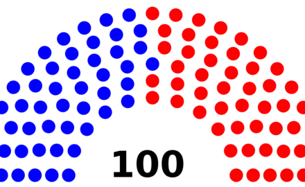 An image showing the breakdown of the number of Democrat and Republican members of the VA House of Delegates