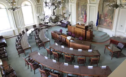 The interior of the New Hampshire Senate chamber