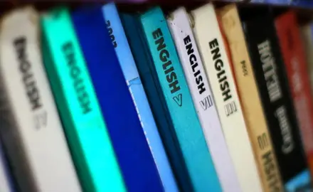 picture of english textbooks in different colors