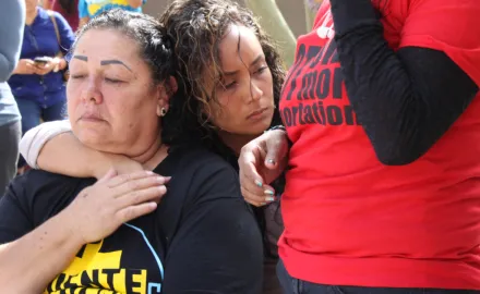 Supporters of Guadalupe García de Rayos and her family wait for updates during a rally attempting to prevent her deportation