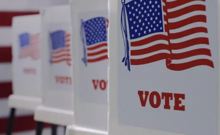 A row of voting booths
