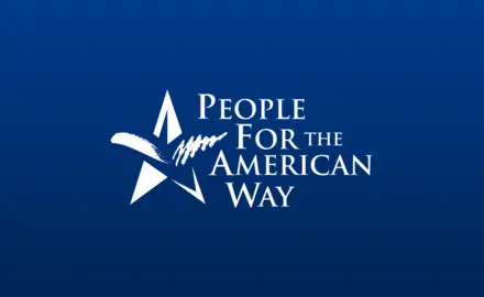 People For the American Way logo on a blue background.