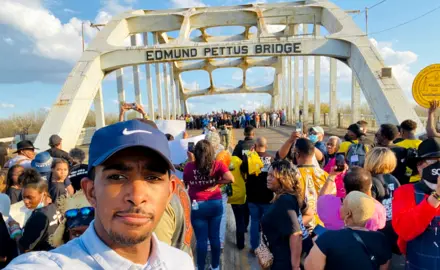 Markus Batchelor and others at the Edmund Pettus Bridge in 2022