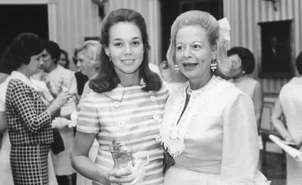 Julie Nixon Eisenhower standing with Martha Mitchell.