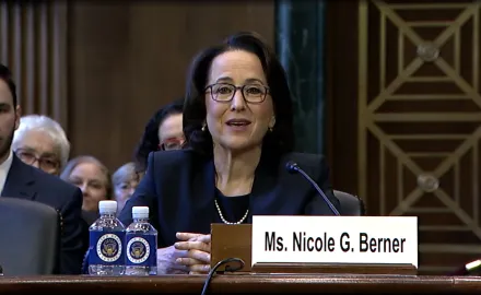 Nicole Berner at confirmation hearing