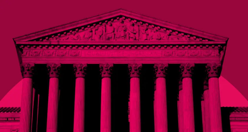 Red stylized photo of the Supreme Court