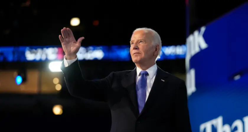 President Joe Biden waving.