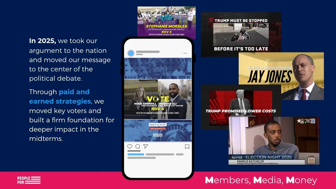 Screenshots from People For's ads from New Jersey and Virginia