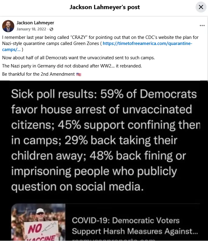 Jackson Lahmeyer Facebook Post I