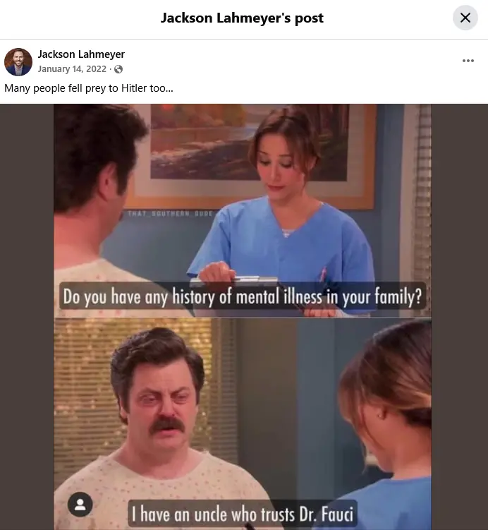 Jackson Lahmeyer Facebook Post IV