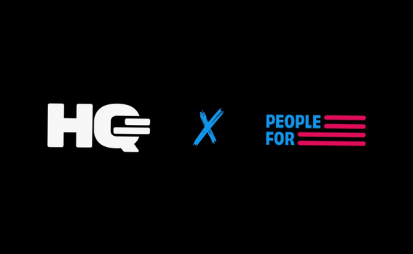 HQ and People For logos on a black background