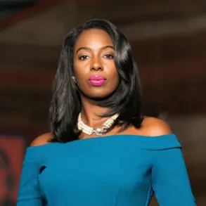 Stephanie Morales wearing a blue outfit