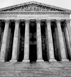 Black and white photograph of the Supreme Court