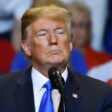 Trump in front of a rally