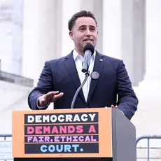 People For President Svante Myrick on the steps of the Supreme Court
