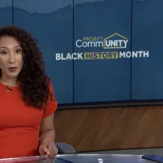 WESH screenshot of anchor in front of Black History Month display