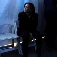 Kamala Harris sitting in a chair