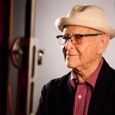 Portrait of Norman Lear by photographer Chuck Close