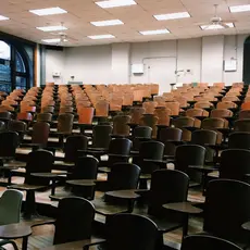 An empty university classroom