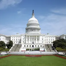The U.S Capitol Building on a sunny day.