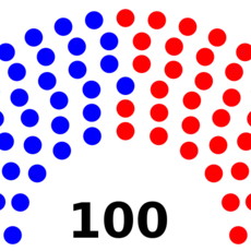 An image showing the breakdown of the number of Democrat and Republican members of the VA House of Delegates