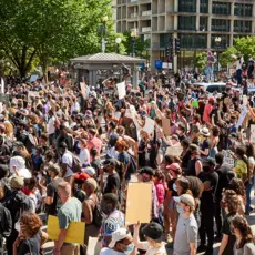 Protesters take the Black Lives Matter cause to Capitol Hill on and the White House on a second day of DC protests against the police brutality in the death of George Floyd.