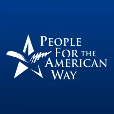 People For the American Way logo on a blue background.
