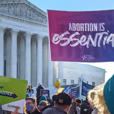 Abortion, reproductive rights protestors in front of the Supreme Court.