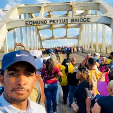Markus Batchelor and others at the Edmund Pettus Bridge in 2022