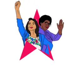 A drawing of Dolores Huerta and Barbara Jordan.