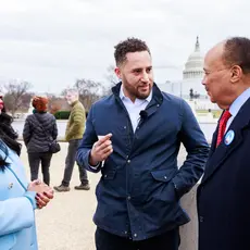 People For President Svante Myrick speaks with Martin Luther King III and Arndrea King