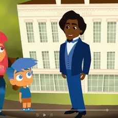 A screenshot of a Prager U "edutainment" lesson on Frederick Douglass.